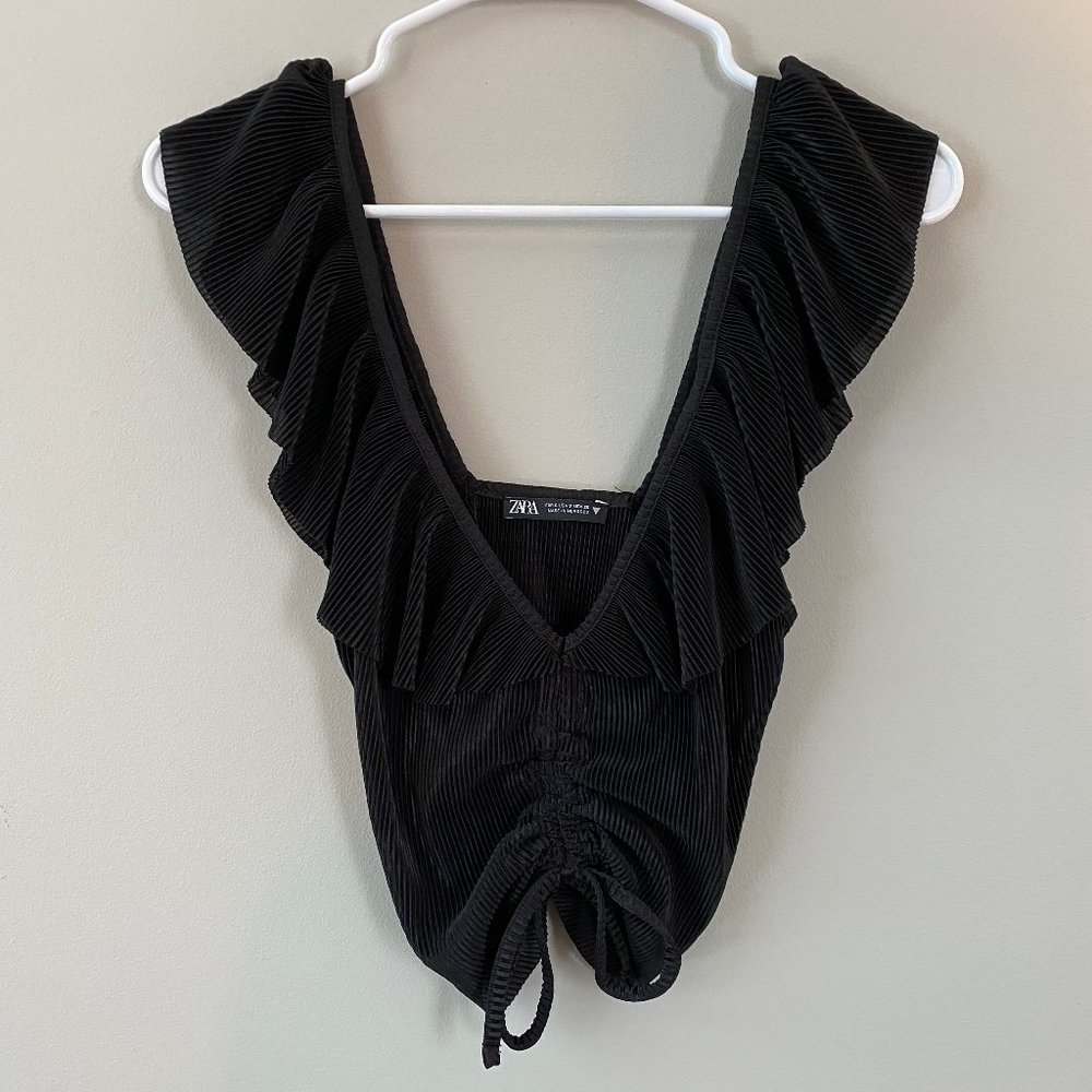 ZARA Black Ruffled Bodysuit